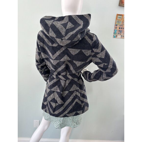 Mossimo Supply Co. Women Coat Navy Hooded Front Tie Belt Pockets Lined Medium - Picture 2 of 11